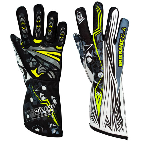 GUANTES SPEED BRISBANE G-4 NEGRO/BLANCO/AMARILLO FLUOR