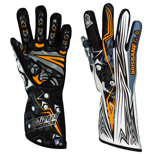 GUANTES SPEED BRISBANE G-4  NEGRO/BLANCO/NARANJA FLUOR